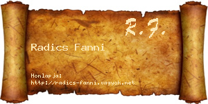 Radics Fanni névjegykártya